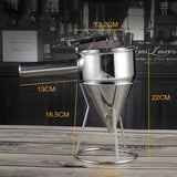 Stainless Steel Piston Funnel with Stand Kitchen Baking Funnel Batter Dispenser Sauce Cream Dosing Funnel for Home Kitchen Bakery