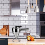Stainless Steel Piston Funnel with Stand Kitchen Baking Funnel Batter Dispenser Sauce Cream Dosing Funnel for Home Kitchen Bakery