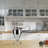 Stainless Steel Piston Funnel with Stand Kitchen Baking Funnel Batter Dispenser Sauce Cream Dosing Funnel for Home Kitchen Bakery