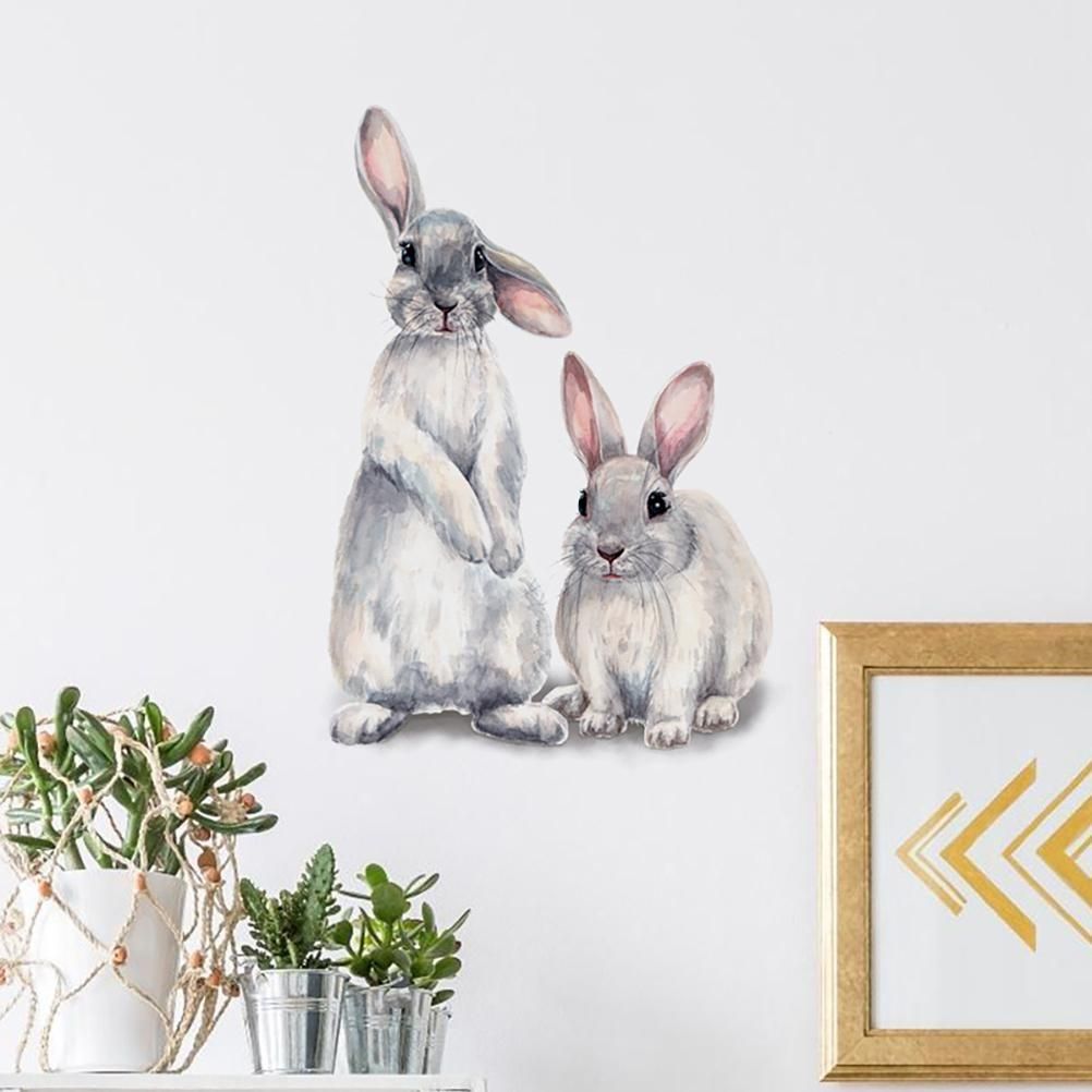Easter Sticker Bunny Cartoon Wall Sticker Removable Wall Decor for Home Kindergarten