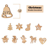 100Pcs Mix Wooden Christmas Tree Ornaments Mini Santa Claus Snowman Elk Snowflakes Christmas Tree Hanging Pendants