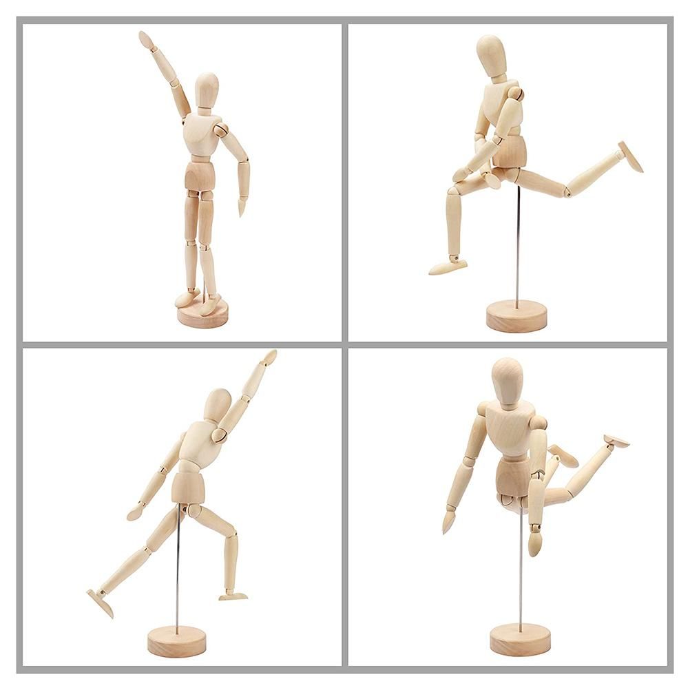 Drawing Mannequin Wooden Human Mannequin for Drawing and Painting 13cm Artistic Mannequin with Base and Flexible Body