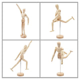 Drawing Mannequin Wooden Human Mannequin for Drawing and Painting 13cm Artistic Mannequin with Base and Flexible Body - Front View