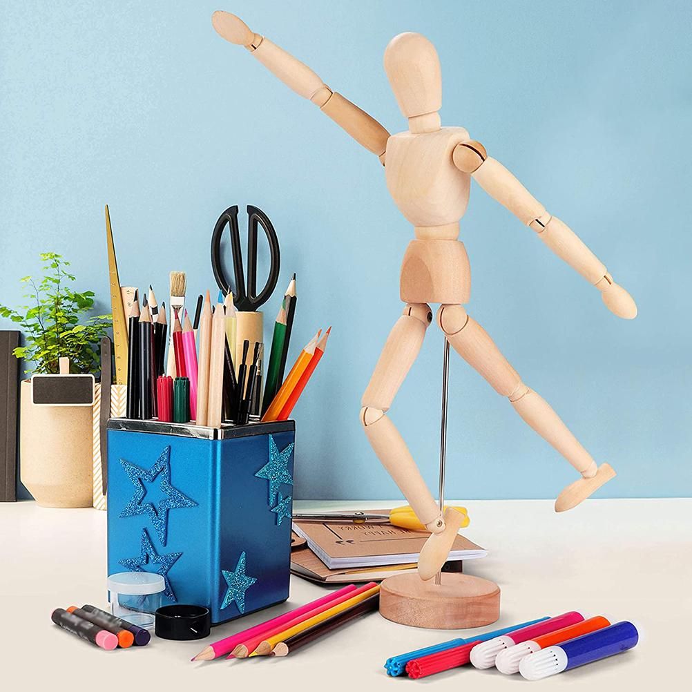 Drawing Mannequin Wooden Human Mannequin for Drawing and Painting 13cm Artistic Mannequin with Base and Flexible Body