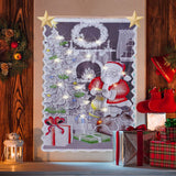 Christmas Lace Curtains LED Light Santa Claus Half Blackout Curtains Living Room Bedroom Home Decor - Close-Up Angle
