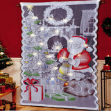 Christmas Lace Curtains LED Light Santa Claus Half Blackout Curtains Living Room Bedroom Home Decor - Low Angle