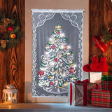 Christmas Lace Curtains LED Light Christmas Tree Half Blackout Curtains Living Room Bedroom Home Decor - Close-Up Angle