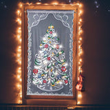 Christmas Lace Curtains LED Light Christmas Tree Half Blackout Curtains Living Room Bedroom Home Decor - Extra Image
