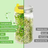 4Pcs Plastic Sprouting Lids with Stainless Steel Screen for 86mm Wide Mouth Jars Sprouting Strainer Lid with Stand