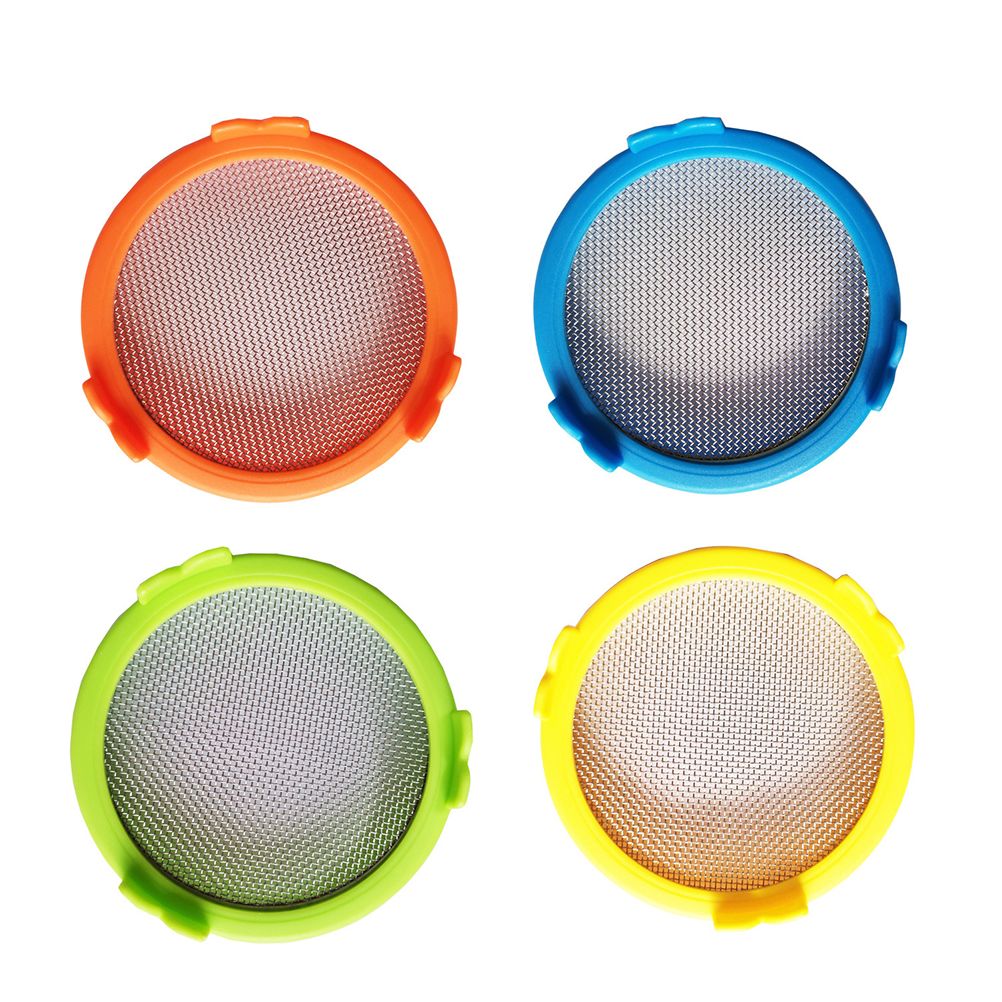 4Pcs Plastic Sprouting Lids with Stainless Steel Screen for 86mm Wide Mouth Jars Sprouting Strainer Lid with Stand