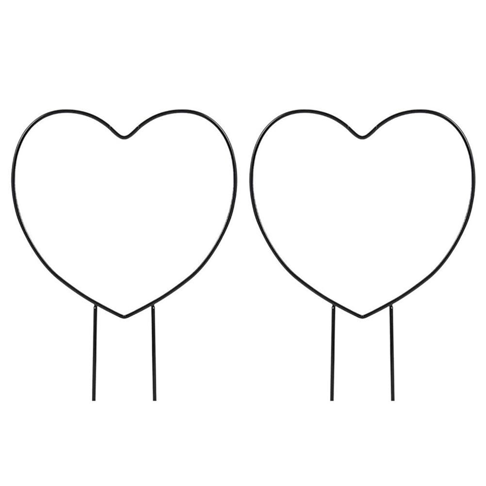 2 Pcs Black Iron Garden Trellis for Climbing Plant Vine Plant Metal Support Wire Heart Shaped Plants Climbing Holder Rack