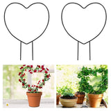 2 Pcs Black Iron Garden Trellis for Climbing Plant Vine Plant Metal Support Wire Heart Shaped Plants Climbing Holder Rack - Front View