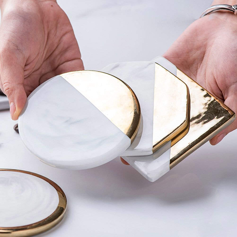 Gold Marble Coasters Ceramic Coaster Tea Cup Pad Table Mat Coaster Coffee Tea Cup Place Mats