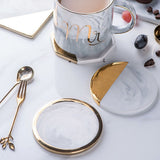 Gold Marble Coasters Ceramic Coaster Tea Cup Pad Table Mat Coaster Coffee Tea Cup Place Mats - Low Angle