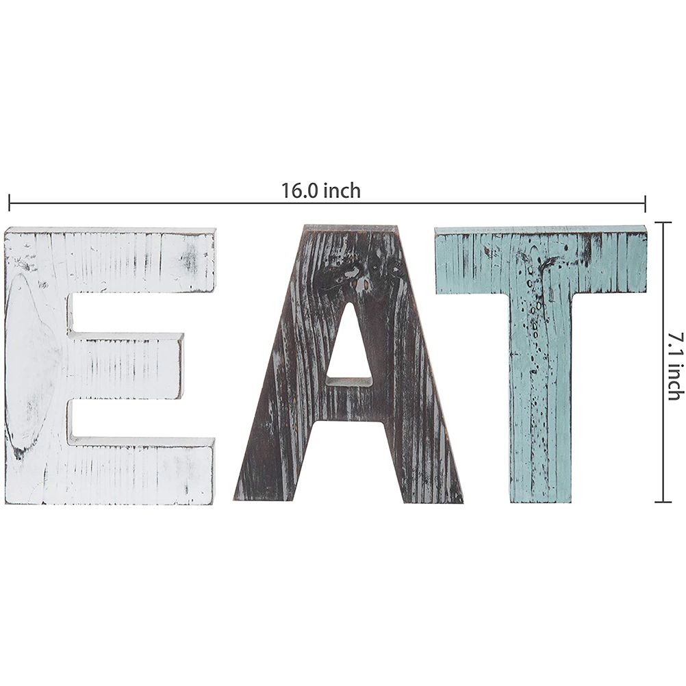 Christmas Wooden Hanging Rustic Multicolor Cutout Wooden EAT Letters Wall Mounted Decorative Signs