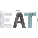 Christmas Wooden Hanging Rustic Multicolor Cutout Wooden EAT Letters Wall Mounted Decorative Signs - Front View