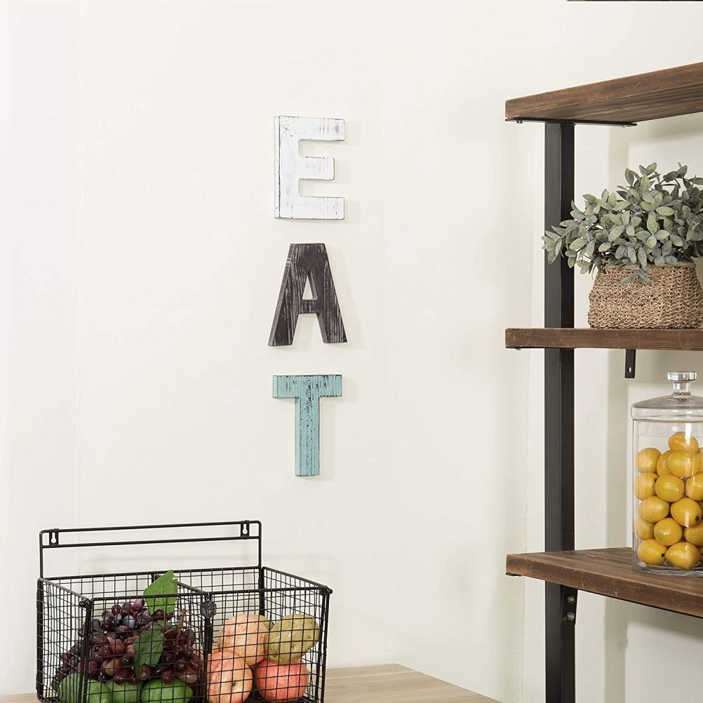 Christmas Wooden Hanging Rustic Multicolor Cutout Wooden EAT Letters Wall Mounted Decorative Signs
