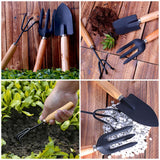 3PCS/Set Wooden Handle Mini Gardening Potted Tool Gardening Shovel Rake Fork Set for Houseplants Potted Plants - Top-Down View