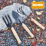 3PCS/Set Wooden Handle Mini Gardening Potted Tool Gardening Shovel Rake Fork Set for Houseplants Potted Plants - Extra Image