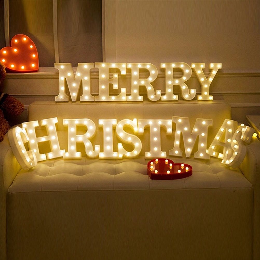 LED 26 Alphabet Letter Number Lights Ampersand Symbol Love Heart Light Up Sign Lamp For Love Wedding Home Party Holiday Bar Decoration