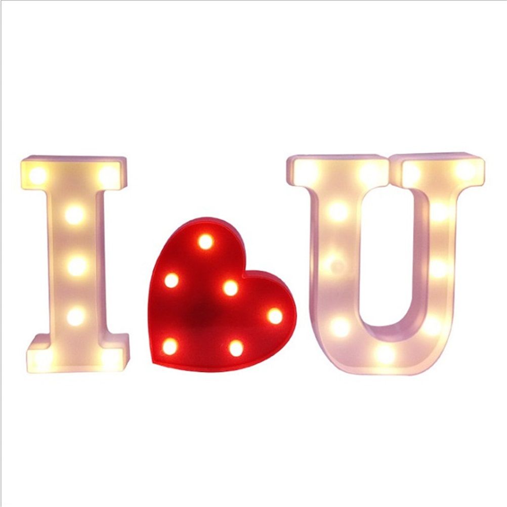 LED 26 Alphabet Letter Number Lights Ampersand Symbol Love Heart Light Up Sign Lamp For Love Wedding Home Party Holiday Bar Decoration