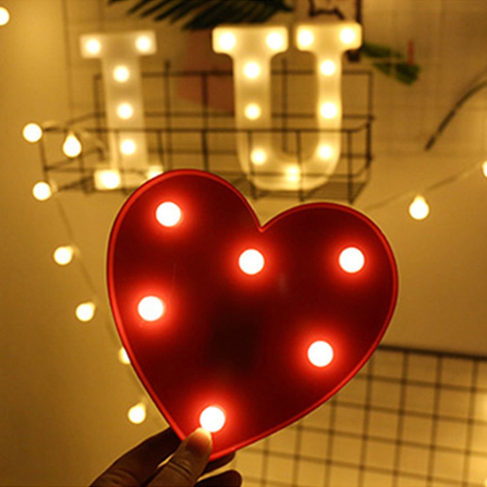 LED 26 Alphabet Letter Number Lights Ampersand Symbol Love Heart Light Up Sign Lamp For Love Wedding Home Party Holiday Bar Decoration