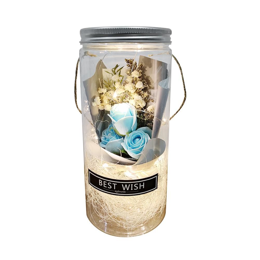 Romantic Eternal Rose Never Withered Rose Night Light Wishing Bottle Preserved Flowers Soap Rose Flower Glass Wishing Bottle