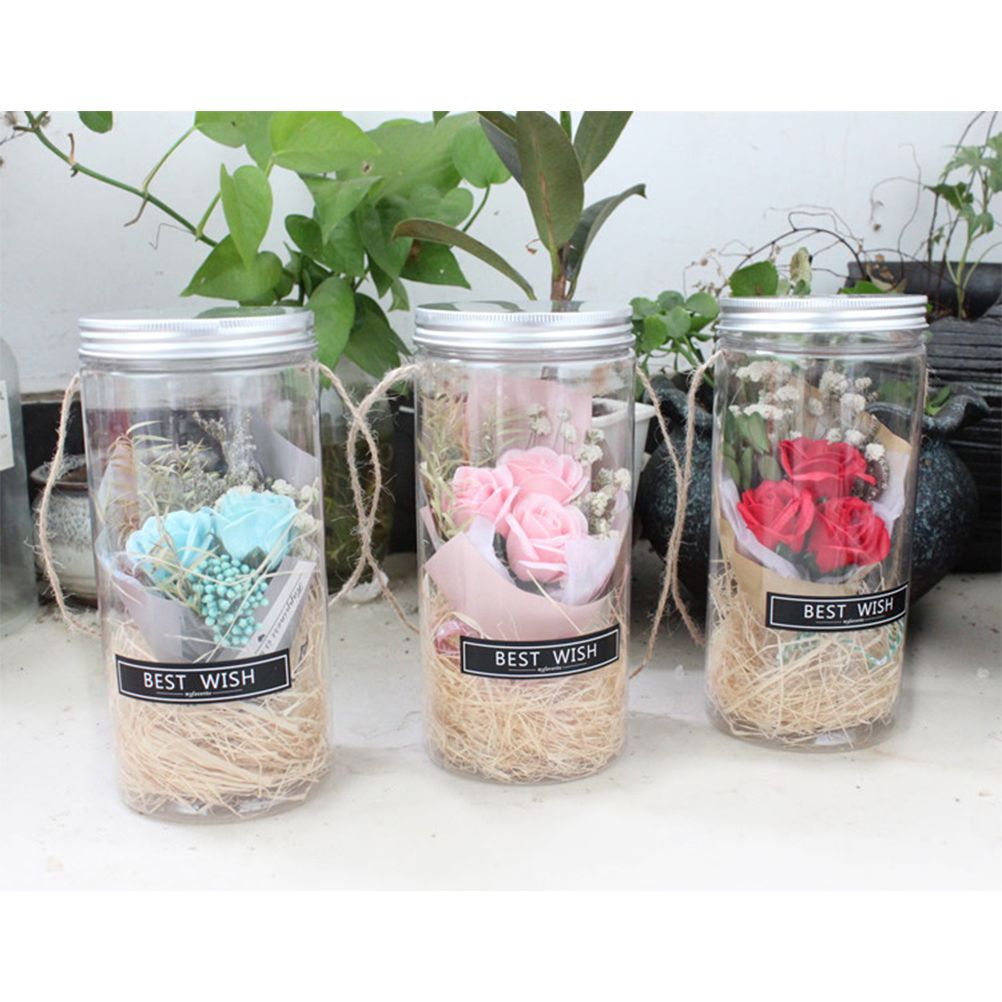 Romantic Eternal Rose Never Withered Rose Night Light Wishing Bottle Preserved Flowers Soap Rose Flower Glass Wishing Bottle