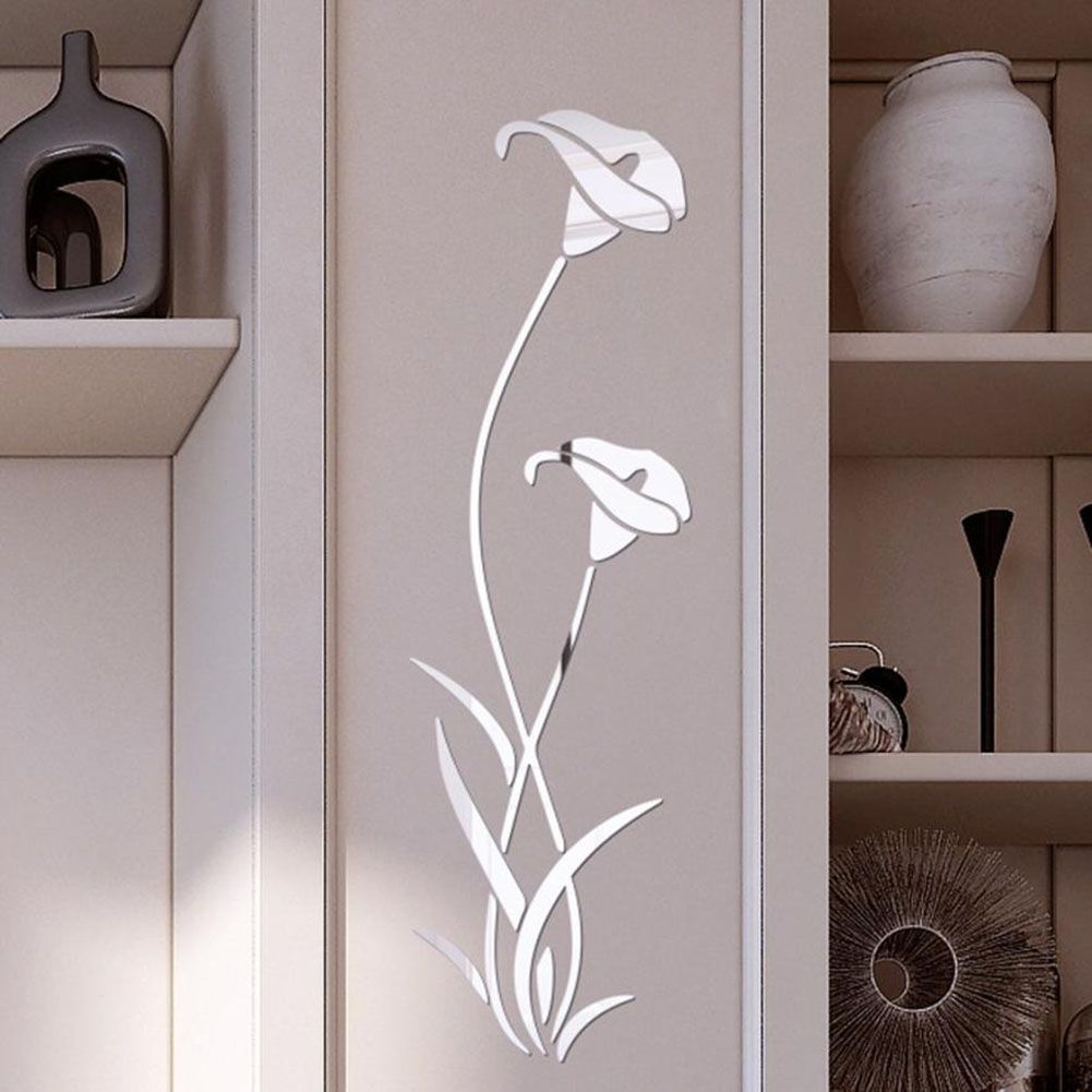 Flower Mirror Wall Sticker Removable Mirror Sticker Modern Wall Sticker Home Decoration