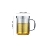 450ml Infuser Glass Tea Cup Borosilicate Glass Tea Cup with Filter and Lid - Front View