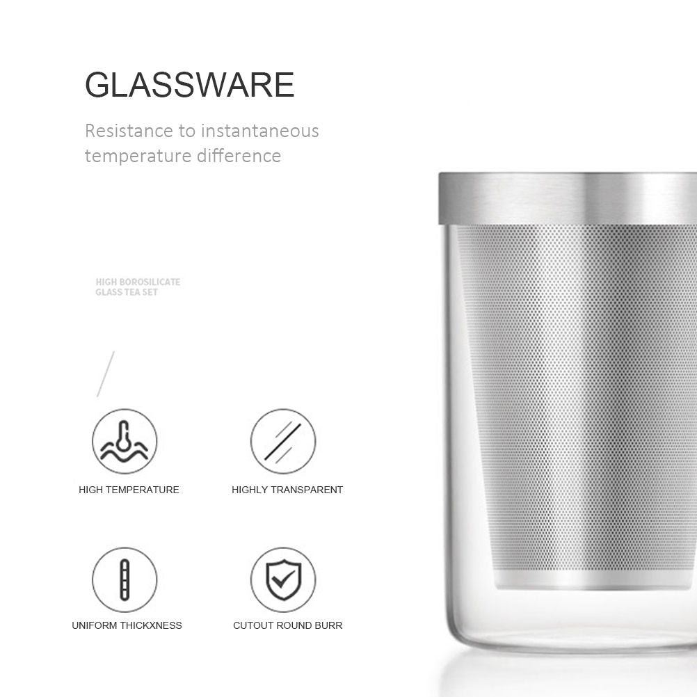450ml Infuser Glass Tea Cup Borosilicate Glass Tea Cup with Filter and Lid