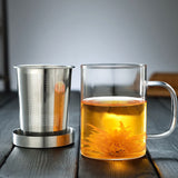 450ml Infuser Glass Tea Cup Borosilicate Glass Tea Cup with Filter and Lid