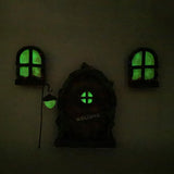 Miniature Fairy Elf Home Door Windows and Chandelier Luminous Tree Decor Art Decorations In The Dark - 45-Degree Angle