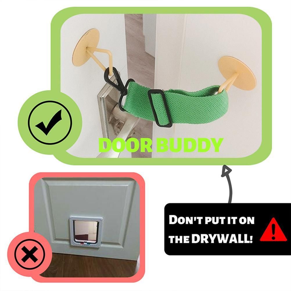 Punch Free Adjustable Pet Door Strap Dog Cat Door Strap Quick Release Door Strap