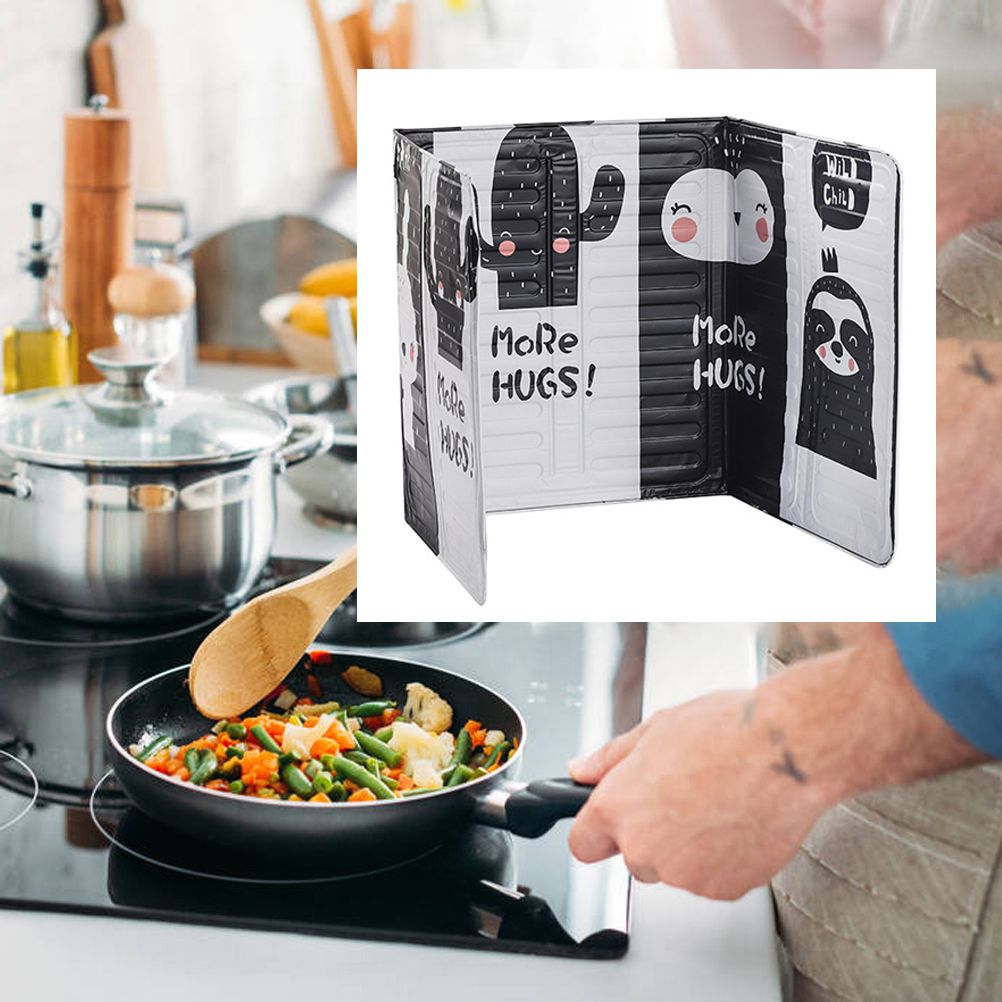 Aluminum Foldable Kitchen Gas Stove Oil Baffle Plate Kitchen Frying Pan Oil Splash Protection Screen