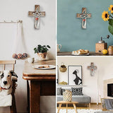 Carved Cross Intertwined Hearts Love Wooden Cross Hand Carved Design for Wall Hanging Home Living Room Decor - Rear View