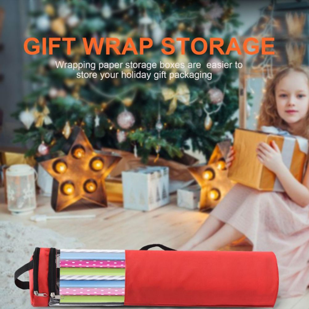 Christmas Cylinder Gift Wrap Storage Clear Bag Xmas Wrapping Paper Organiser Christmas Gift Wrap Paper Storage Holder