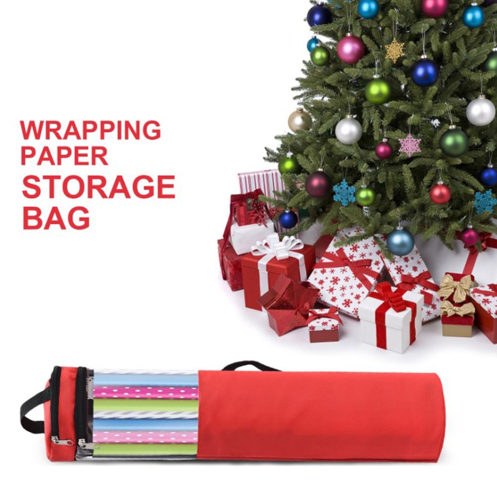 Christmas Cylinder Gift Wrap Storage Clear Bag Xmas Wrapping Paper Organiser Christmas Gift Wrap Paper Storage Holder