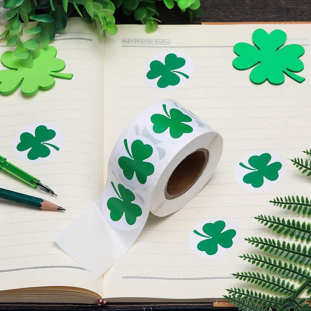 St. Patrick's Day Stickers Shamrock Roll Stickers Self Adhesive Label Craft Decoration Shamrock Labels