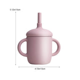 150ML Baby Cup Silicone Training Cup Sippy Cup with Straw Non Slip Handles Unbreakable Heat Resistant Trainer Cup for Babies Infants - Front View