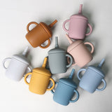 150ML Baby Cup Silicone Training Cup Sippy Cup with Straw Non Slip Handles Unbreakable Heat Resistant Trainer Cup for Babies Infants