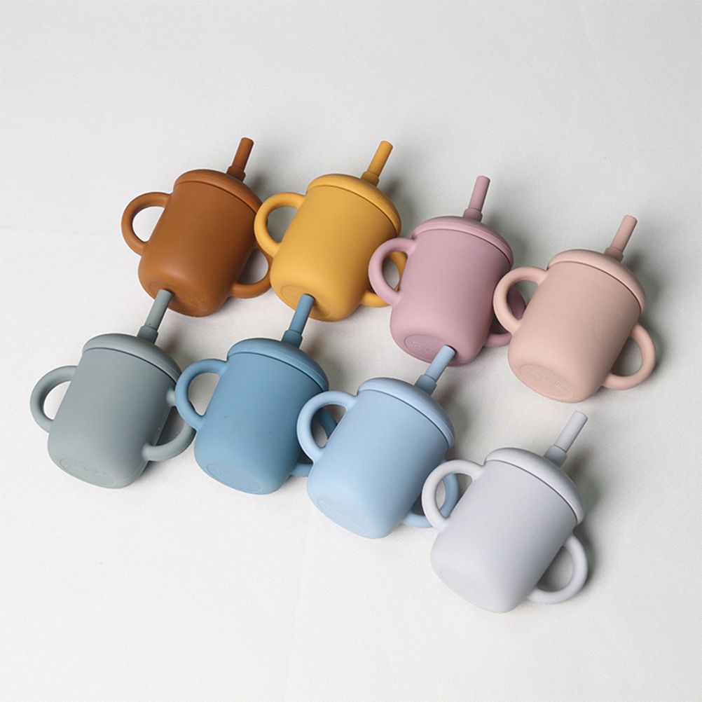 150ML Baby Cup Silicone Training Cup Sippy Cup with Straw Non Slip Handles Unbreakable Heat Resistant Trainer Cup for Babies Infants