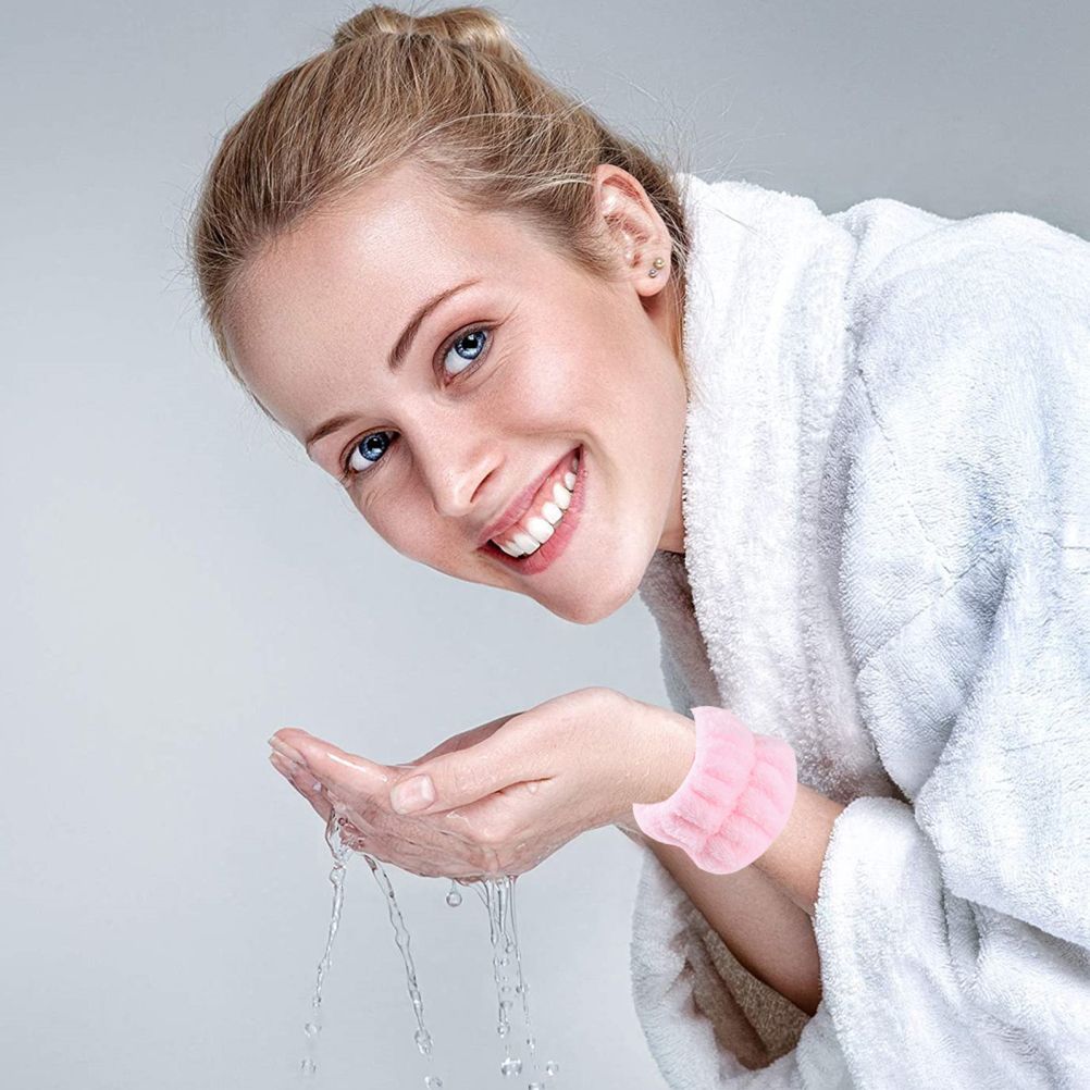 4 Pairs Wrist Spa Wash Band Color Wrist Wash Towel Band Absorbent Wristbands Wrist Sweatband for Washing Face