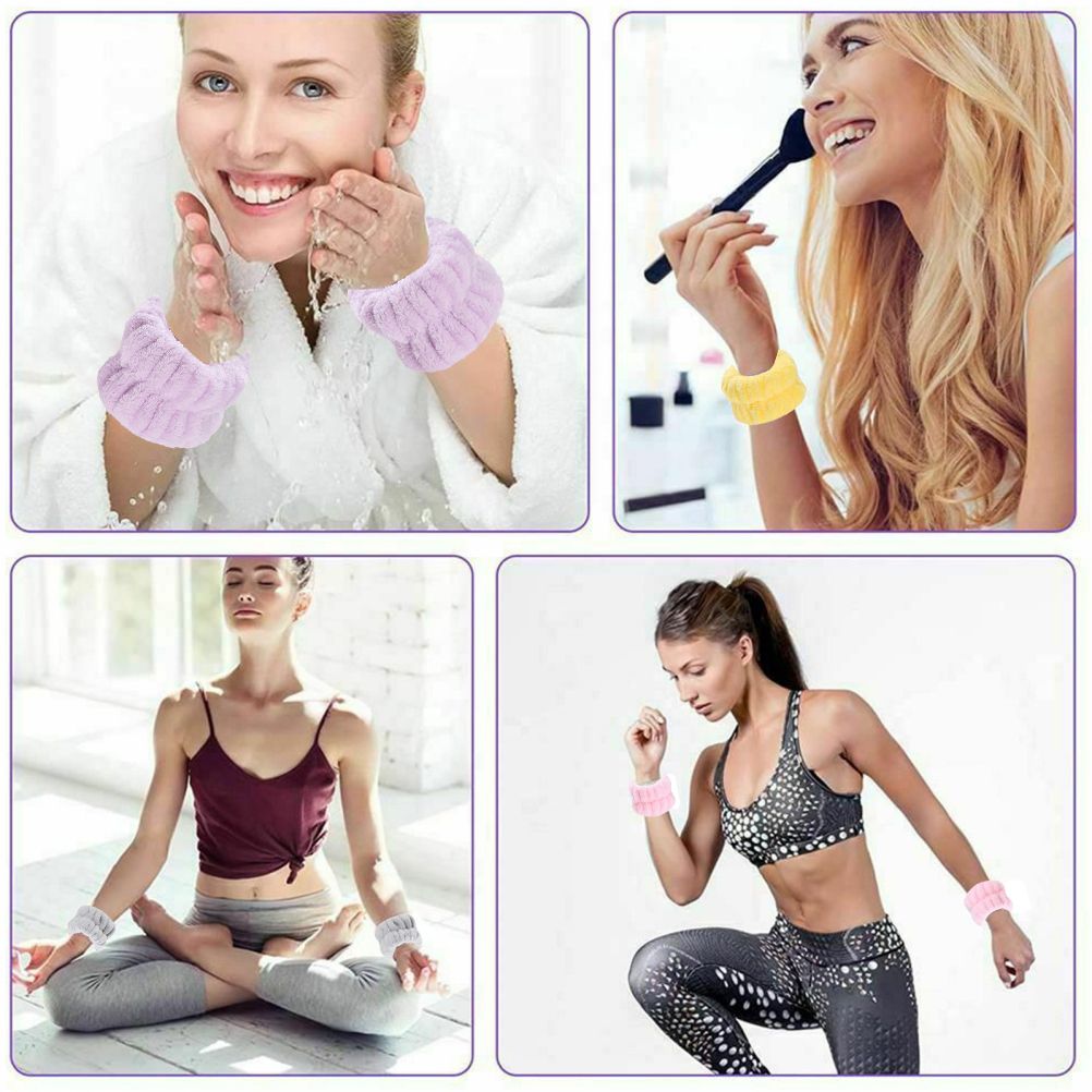 4 Pairs Wrist Spa Wash Band Color Wrist Wash Towel Band Absorbent Wristbands Wrist Sweatband for Washing Face