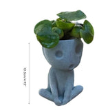 Luminous Face Planter Pot Head Flower Pot Cute Resin Succulent Planter Flowerpot with Drain Hole for House Office Decor