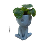 Luminous Face Planter Pot Head Flower Pot Cute Resin Succulent Planter Flowerpot with Drain Hole for House Office Decor