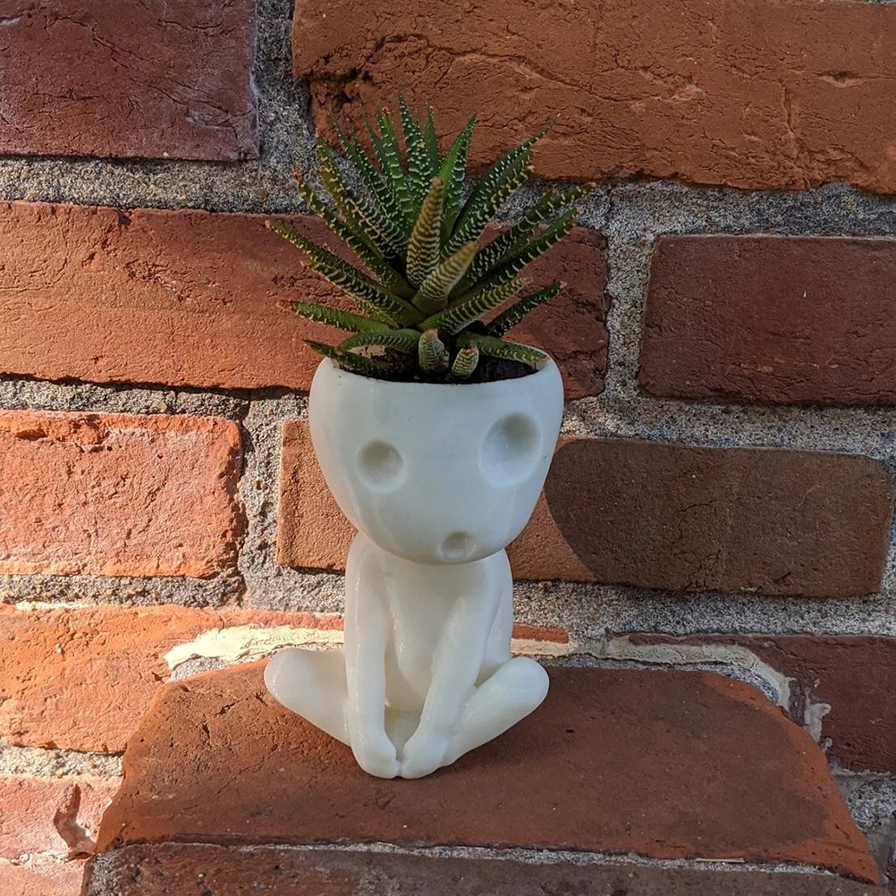 Luminous Face Planter Pot Head Flower Pot Cute Resin Succulent Planter Flowerpot with Drain Hole for House Office Decor