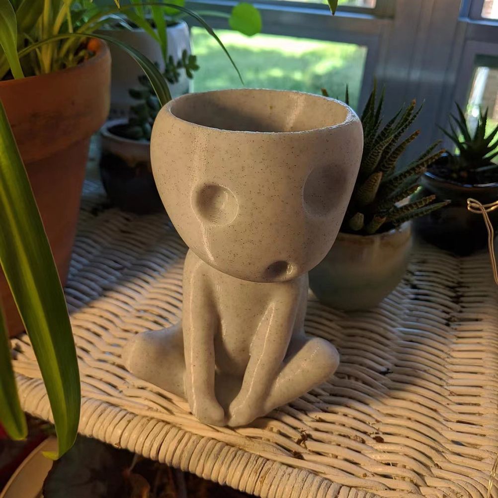 Luminous Face Planter Pot Head Flower Pot Cute Resin Succulent Planter Flowerpot with Drain Hole for House Office Decor