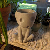 Luminous Face Planter Pot Head Flower Pot Cute Resin Succulent Planter Flowerpot with Drain Hole for House Office Decor
