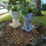 Luminous Face Planter Pot Head Flower Pot Cute Resin Succulent Planter Flowerpot with Drain Hole for House Office Decor - Close-Up Angle